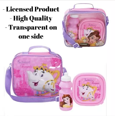 Beauty Beast Mrs Potts Belle 3 Pcs Pieces Disney Princess School Lunchbox Bag UK • £8.99