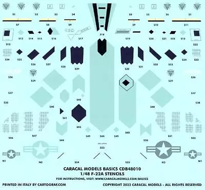 Caracal Decals 1/48 LOCKHEED MARTIN F-22 RAPTOR STENCILS • $8.99