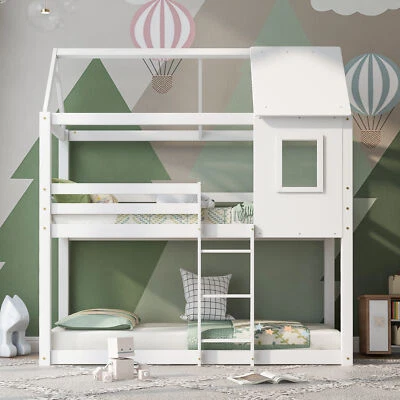 £287.99 • Buy Treehouse 3FT Single Bunk Bed Wooden Frame Kids Sleeper Pine House Canopy White