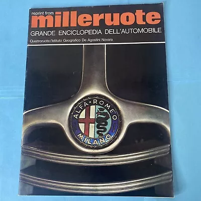 Alfa Romeo Reprint Millerite Grand Encyclopedia Dell'Automobile Booklet • $37.35