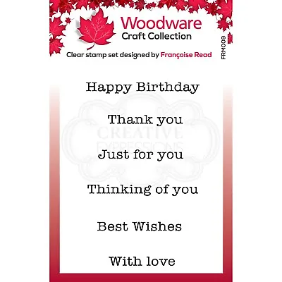Woodware Mini Greetings 6 Piece Clear Stamp Set Thank You Birthday Card Making • £4.20