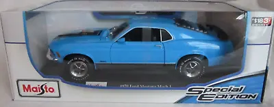 1970 Ford Mustang Mach 1 428 Blue 1/18 Diecast Model Car By Maisto - New In Box • $35