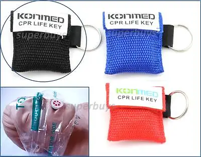 Black Emergency CPR Face Mask Cover Shield First Aid Resuscitation KeyRing Chain • $11.95