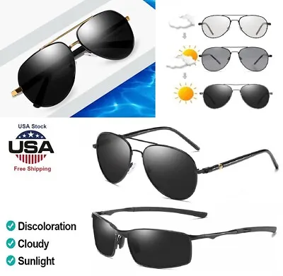Men's Military Style Polarized Sunglasses Anti-UV Driving Transition Lens USA • $8.36