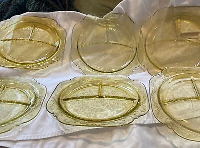 Depression Federal Madrid Yellow Square Divided Dinner Plate 10 1/4  (Set Of 6) • $40