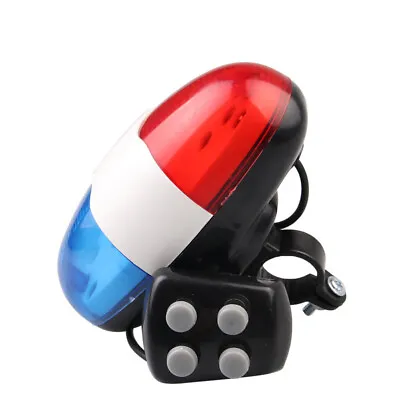 Bike Bicycle 4 Sounds Police Siren Trumpet Electronic Horn Bell 6 LED Rear Light • $6.52