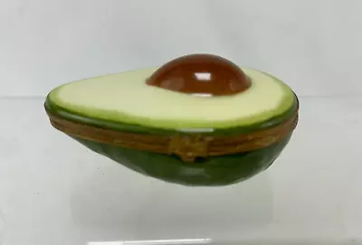 Limoges France Basket Clasp Half Avocado Trinket Box • £20