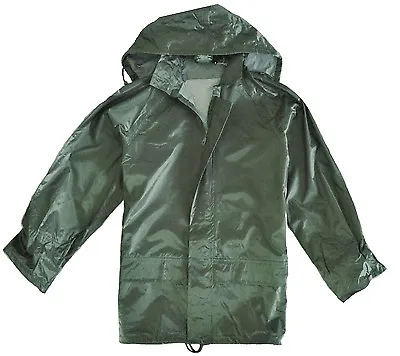 100% WATERPROOF WINDPROOF JACKET Mens XS-3XL Zip Up Hooded Kagool Olive Green • £15.12