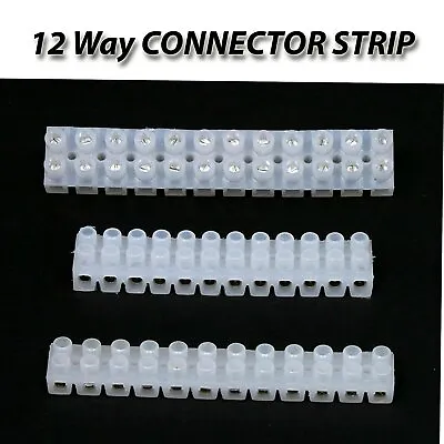 12 Way Connector Strip 3 - 60 Amp Electrical Choc Block Terminal Wire Connection • £2.19