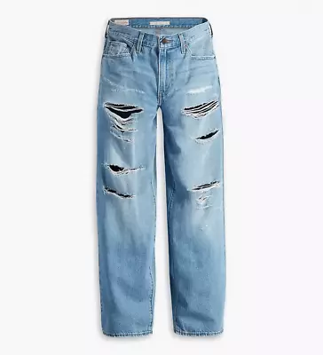 Levi's Premium Women Baggy Dad Straight Leg Mid Rise Zip Fly Jeans  Blue  NWT • $69.99