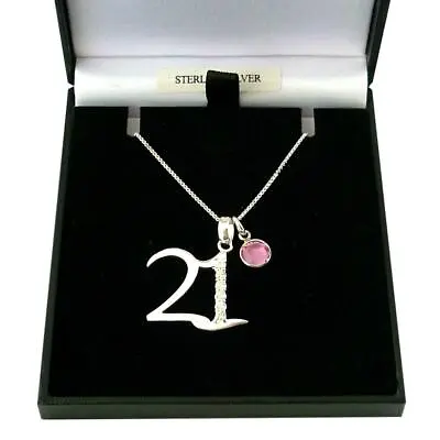 21st Birthday Necklace Sterling Silver With Birthstone Gift For 21st 21 Gift • £19.99