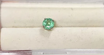 One Single Natural Emerald Stud Earring 14K WG 5.0mm .50ct Round Mens Certified • $54.97