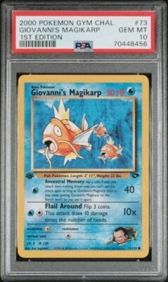 $28 • Buy [PSA 10] 2000 Pokemon Gym Challenge #73 Giovanni’s Magikarp 1st Edition CGC BGS