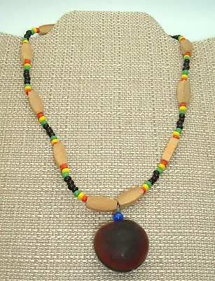 Vintage Necklace Rasta Beach Surfer Festival VSCO Red Yellow Green Accent Beads • $12.95