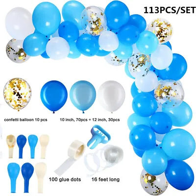 $16.89 • Buy 113pcs Blue Balloon Arch Kit Birthday Wedding Baby Shower Garland Decoration
