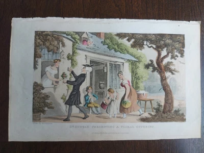 £6.50 • Buy Aquatint Print - 1821 Dr Syntax Presenting A Floral Offering T Rowlandson
