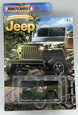 2016 MATCHBOX 1943 JEEP WILLYS 75th ANNIVERSARY MILITARY ARMY GREEN NEW • $11.10