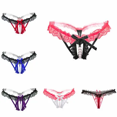 Sexy Women Pearl Lace Thong G-string Panties Lingerie Underwear Crotchles T-back • $6.75