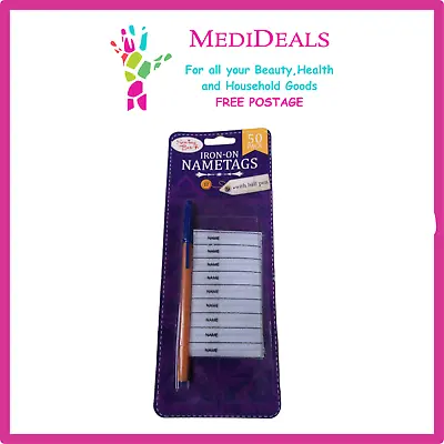 Sewing Box  50  Iron On Name Tags & Pen • £2.20