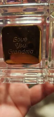 Vintage Square Clear Crystal Jewelry Trinket Box - Says Love You Grandma! Rare • $1