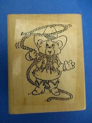 Art Impressions Rodeo  Western Cowboy Teddy Bear Rubber Stamp Wood Mtd  • $7.95