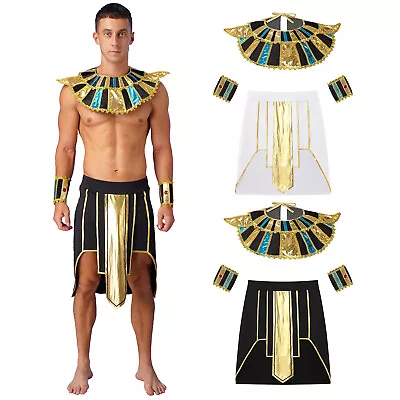 Mens Ancient Greek Egyptian God Costume Halloween Party Roman Toga Cosplay Set • £15