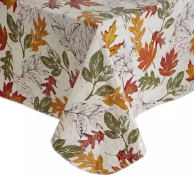 Harvest Vintage Leaves Water- And Stain-Resistant Vinyl Tablecloth With Flannel  • $22.63