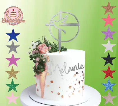 Confirmation Cake Topper Name And Holy Spirit With A Cross Cake Charm Decoration • £5.49