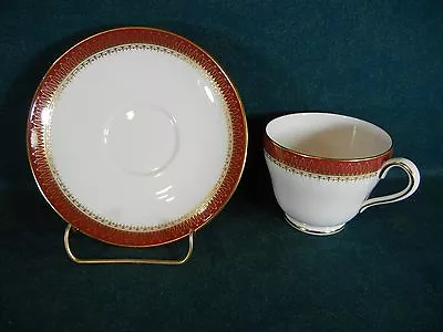 Spode Viscount Y8154 Maroon Bone China Cup And Saucer Set(s) • $19.95