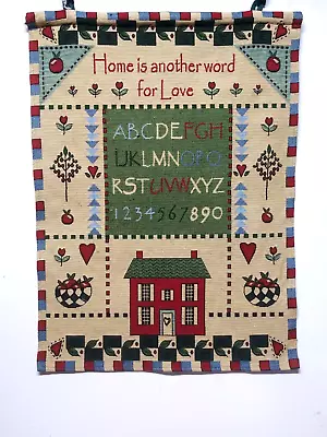 Vtg Wall Hanging Tapestry House Home School Scene 26.5 X37  Elk Grove Village • $45