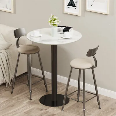 Tall Round Bar Table Cocktail Bistro Pub Table Marble Top Stable Base HomeOffice • £179.97