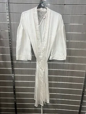 Rosie Long Sleeve Dressing Gown Cream Lace Size M 12 - 14 (W9.35) • £17.99