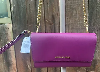 New Michael Kors Jet Set Travel 3-in-1 Wristlet Clutch Crossbody Pomegranate • $199.99