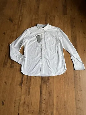 Marks And Spencer M&S Oxford Weave Tailored Fit White Shirt Sz L  42  44  New • £14