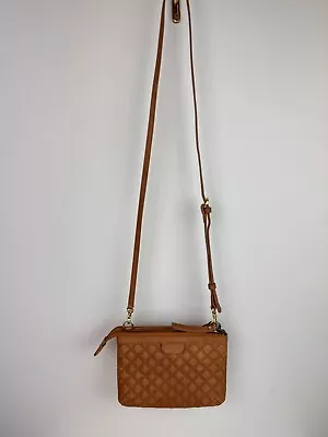 MIMCO Tan Beige Brown Quilted Leather Crossbody Handbag Womens Shoulder Bag • $45