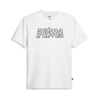 Puma Outline Graphic Crew Neck Short Sleeve T-Shirt Mens White Casual Tops 67911 • $9.99