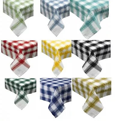 Seersucker Checked 100% Cotton Tablecloths • £8.40