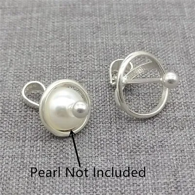 2pcs Of 925 Sterling Silver Locket Planet Pinch Bails For Pearl W/ Screw Pin • $11.62