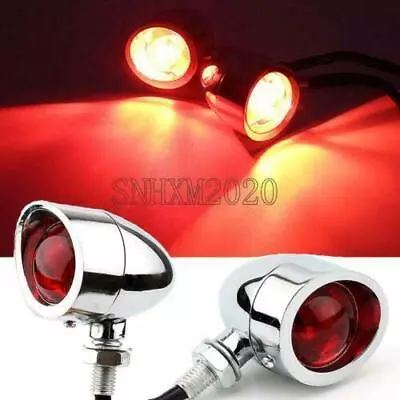 Motorcycle 2.6  Aluminium Mini Turn Signals Bullet Red Lights For Harley • $20.41