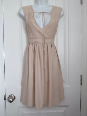 MODA International~ Beige 100% Silk Sleeveless V-Neck Elastic Waist Dress~ XS • $24