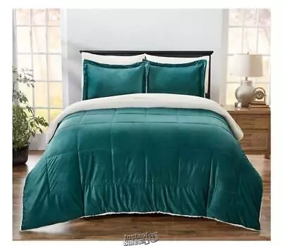 Ultra-Soft Sherpa Comforter Set Emerald Queen • $79.99