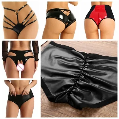 £4.79 • Buy Women Wet Look Leather Thong G-string Panties Knickers Lingerie Underwear Briefs