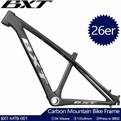 26er T1000 Full Carbon Fiber MTB Bike Frame 14inch Mountain Bicycle Frameset 3K • $390.25