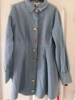 Olivia Rubin Carmen Denim Dress With Shaped Buttons Size 10 • £75
