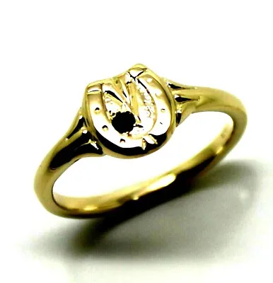 Size O New Genuine New 9ct Yellow Gold Childs Horse Shoe Sapphire Set Ring • £201.04