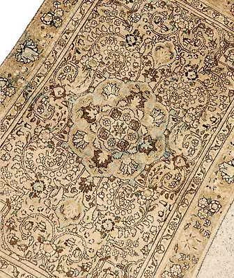 4'2 X6'3 HAND-KNOTTED ANTIQUE TURKISH OUSHAK-TABRIZI TRIBAL WOOL MUTED RUG • $292.25