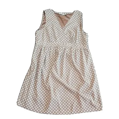 £38 • Buy JoJo Maman Bebe Maternity Dress Polka Dot Brown White Lined V Neck Belted UK 14