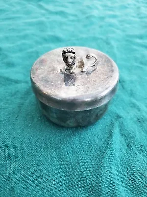 Vintage Silver Plate Jewelry Trinket Box Lion ING Holland 2.5 Inches • $27