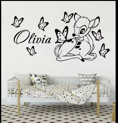 Large Disney Bambi WALL STICKERS KIDS WALL ART  BEDROOM NAME BABY ROOM Disney • £12.99