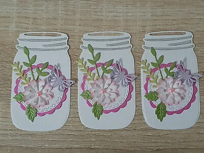 £3 • Buy 3 Any Occassion Flower Jar Card Toppers For Card Making And Crafts